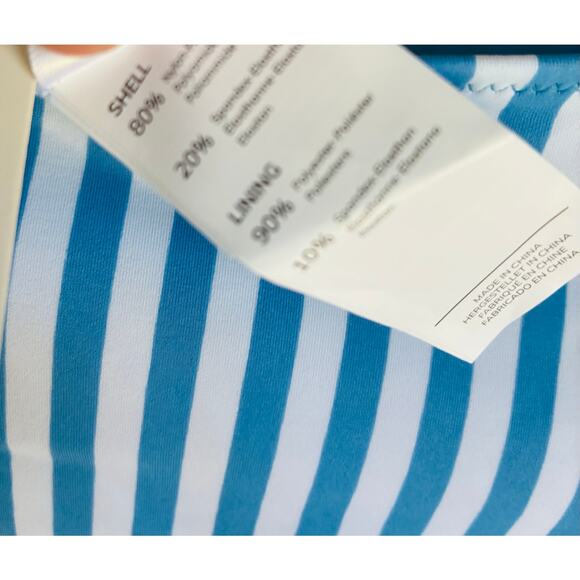 Cupshe XS Swimsuit Blue and White Floral and Striped 2 Piece - Picture 7 of 9